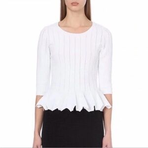 Jonathan Simkhai Ivory Textured Peplum Top